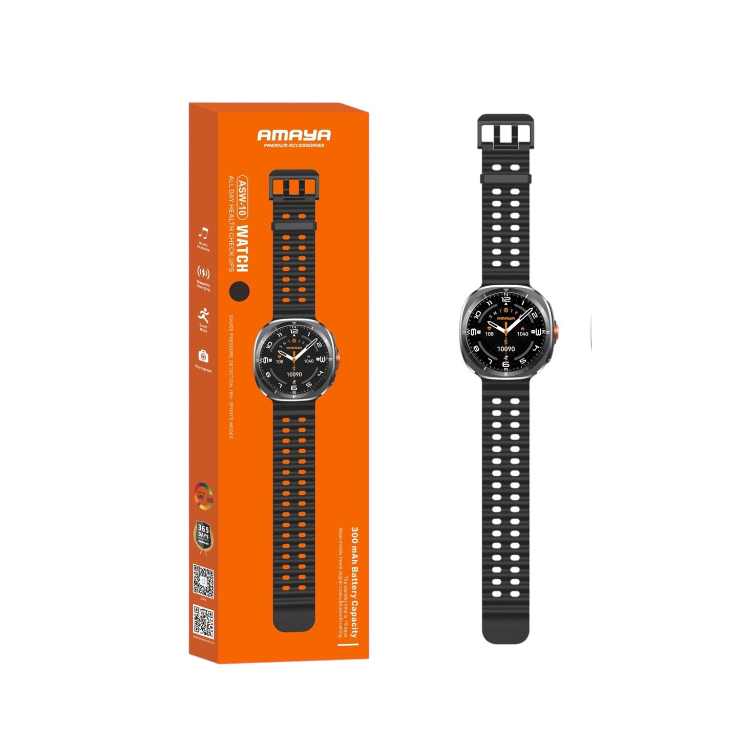 Amaya Smart Watch Sport Design, Black ASW10