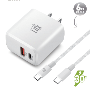 PD30W Wall Charger With USB-C to USB-C Cable—Retail Pack