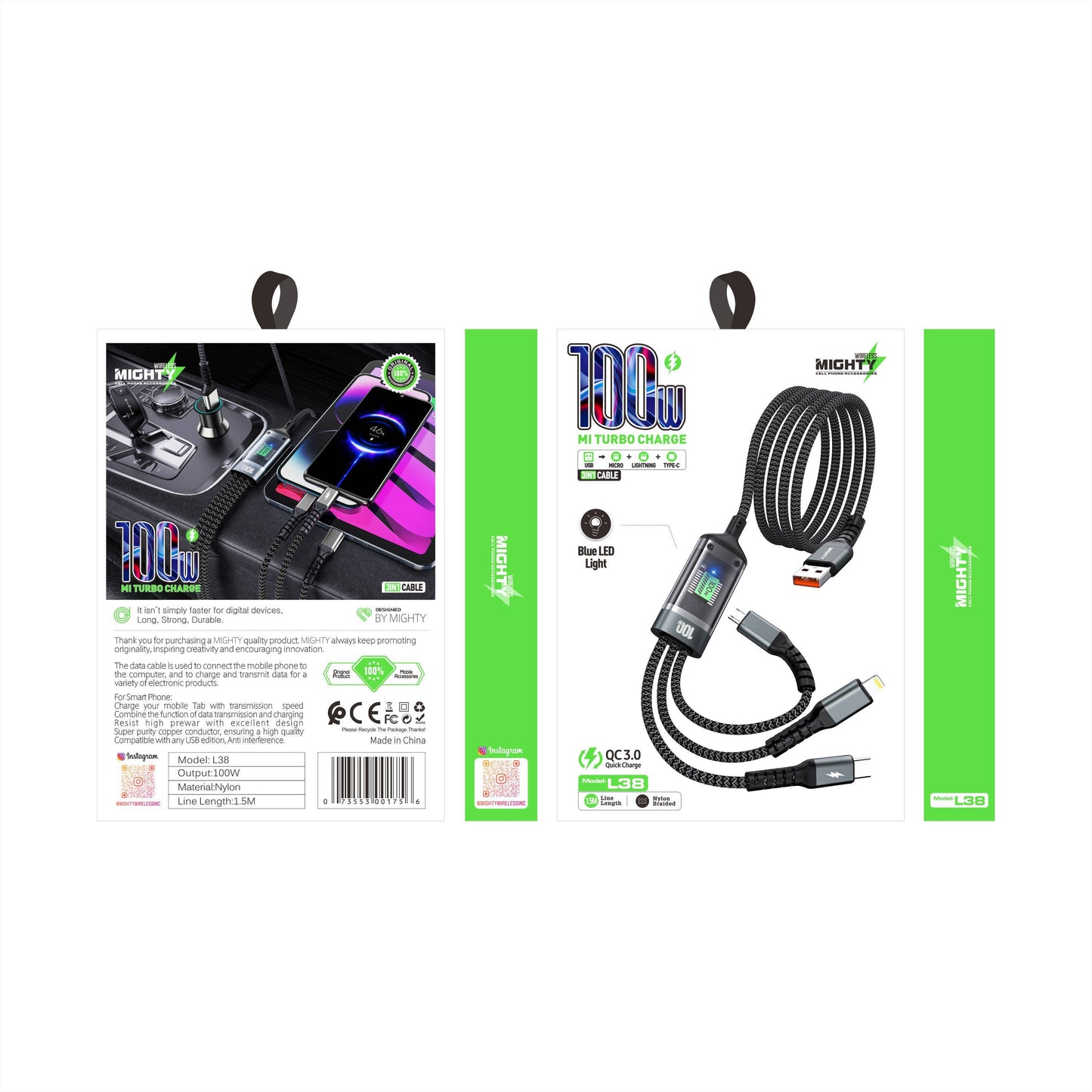 Mighty 3 in 1 Cable 100W L38