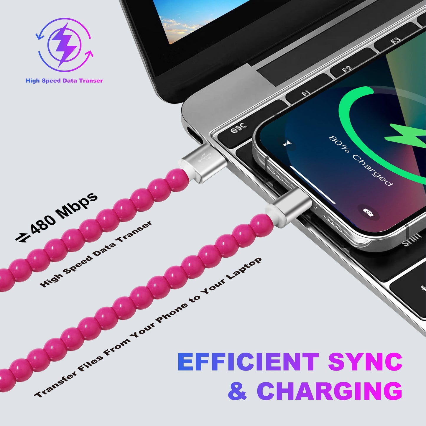 Tech Mod Beads Iphone Cables – Style Meets Function-Retail: White