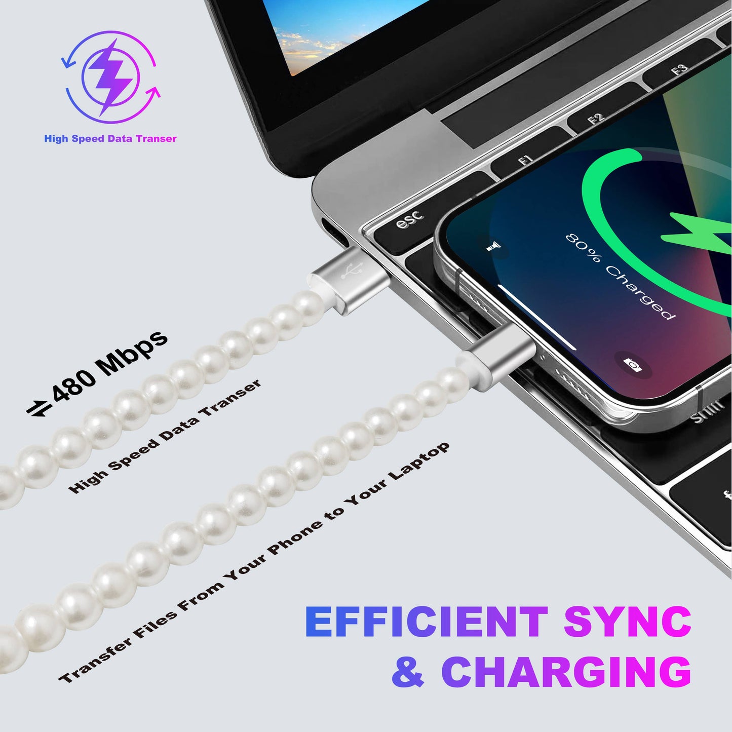 Tech Mod Beads Iphone Cables – Style Meets Function-Retail: White