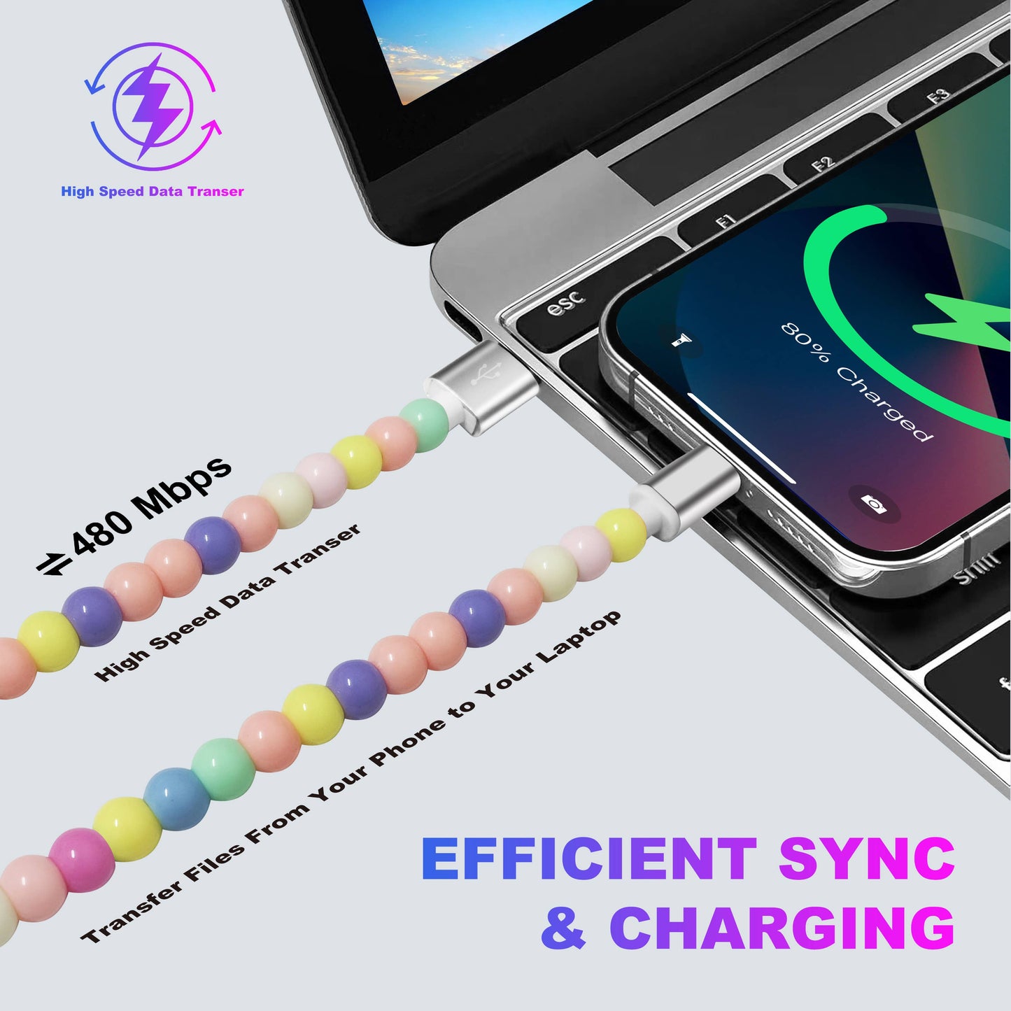 Tech Mod Beads Iphone Cables – Style Meets Function-Retail: White