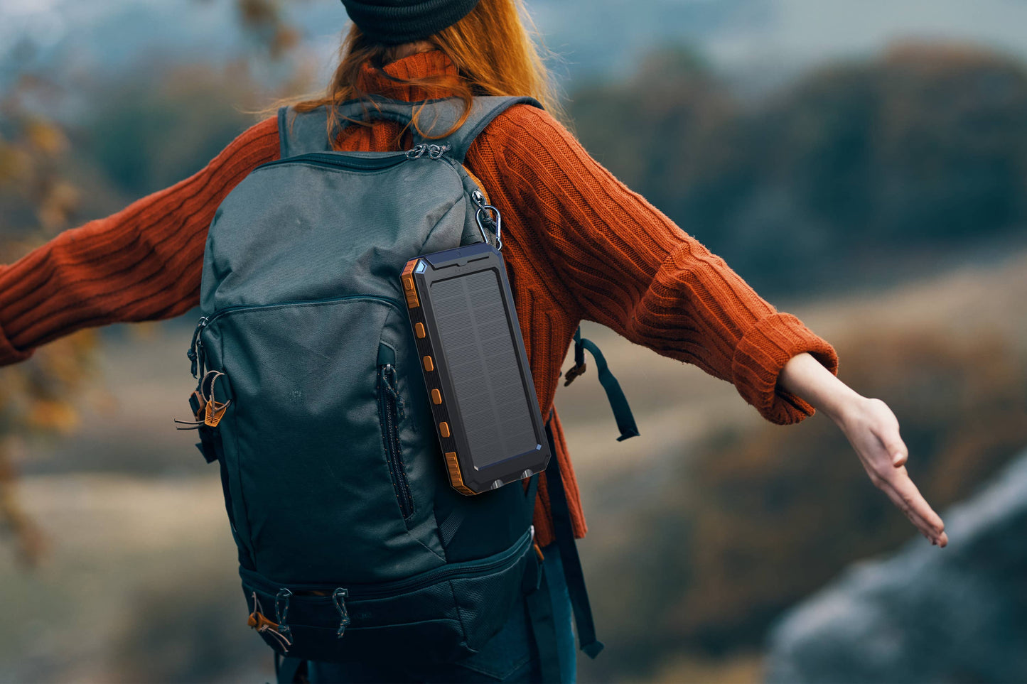 Solar Power Bank 10,000 mAh with LED & Compass—Retail Pack